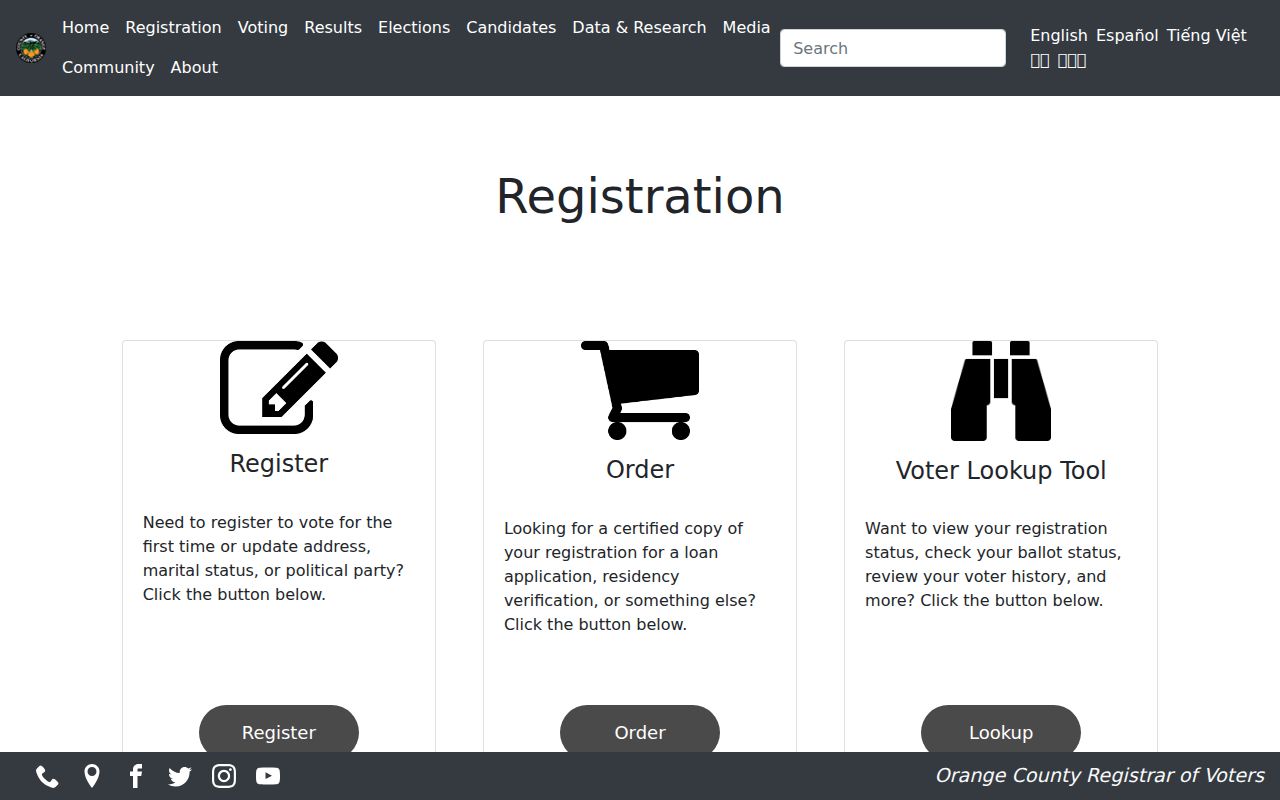 Brea residents directory Orange County voter lookup entry point